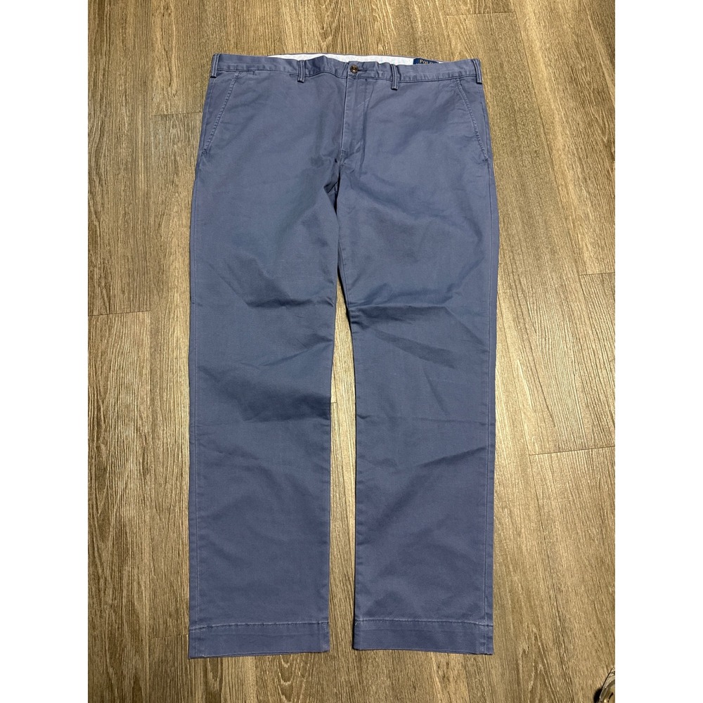 Polo Ralph Lauren Mens Slim Stretch Chino Pants Blue 40/32 Flat Front Trousers